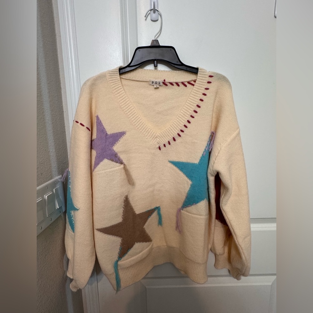 Pol Star Patterned V-Neck Multicolor Sweater - image 8